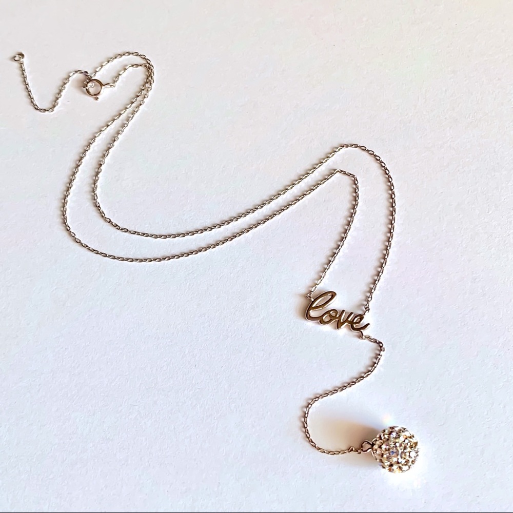 Sterling Silver Lariat Design Love Necklace